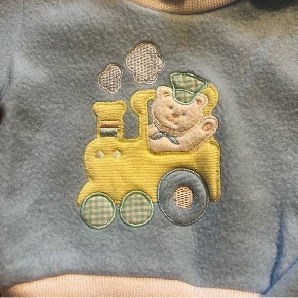 Vintage baby boy outfit bears 0-3 months 1980s blue retro jumper tracksuit - Picture 5 of 5